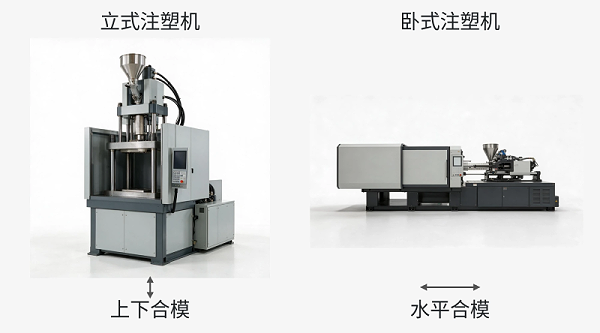 立式与卧式注塑机的合模方向对照